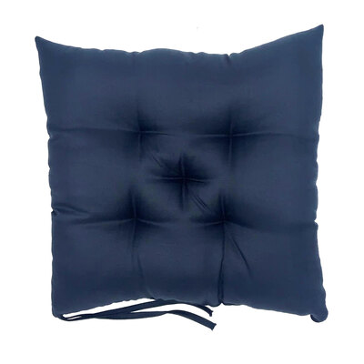 Julia - Tufted, linen look chair cushion, 18"x18" - Navy