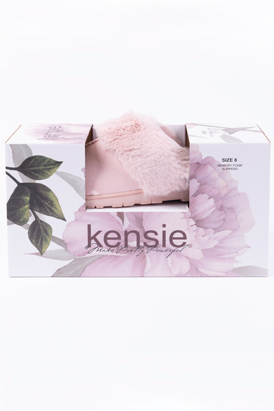 Kensie - Boxed faux fur slide slippers - Pink