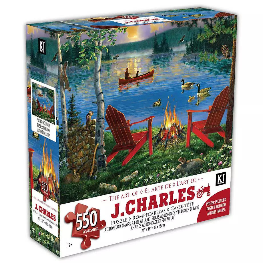 KI - Puzzle, J. Charles, Chaises adirondack et feuau lac, 550 mcx