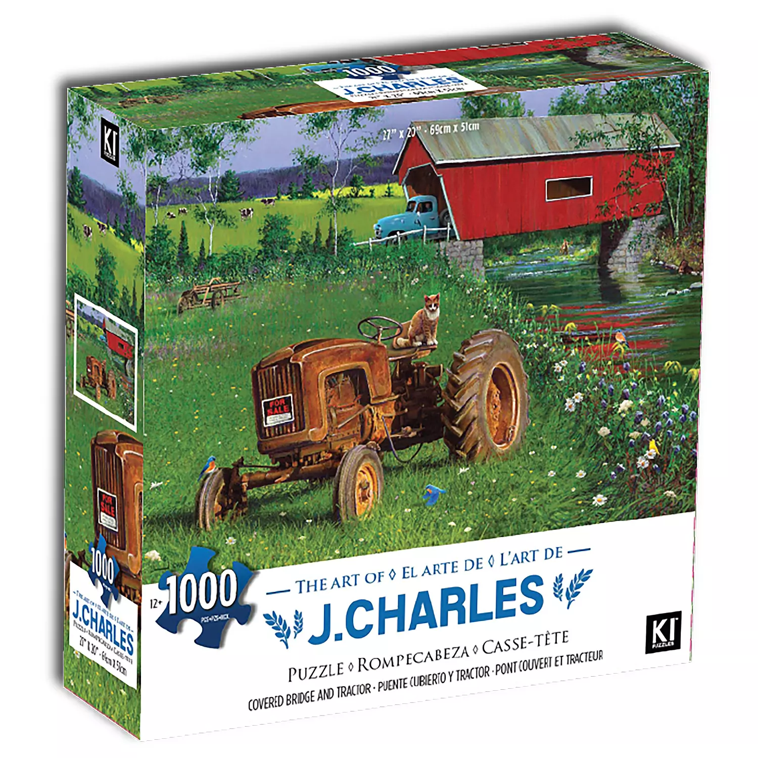 KI - Puzzle, J. Charles, Covered bridge and tractor, 1000 pcs
