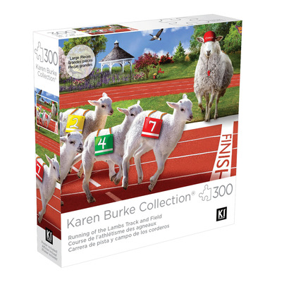 KI - Puzzle - Karen Burke - Running of the Lambs Track and Field, 300 pcs