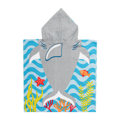 Kid's ultra-soft velour hooded towels - Snorkelling shark