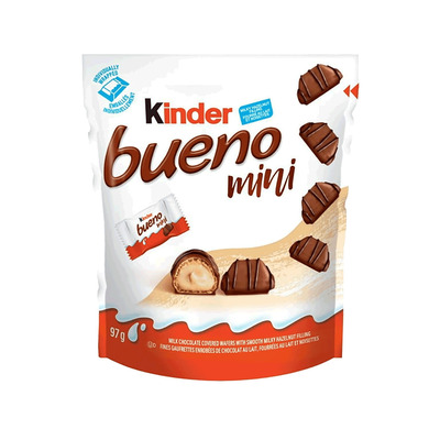 Kinder - Kinder Bueno Mini - Gaufrettes enrobés de chocolat au lait avec crème aux noisettes, 97g