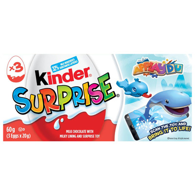 Kinder - Kinder Surprise - Oeufs en chocolat au lait avec jouet surprise, pk. de 3