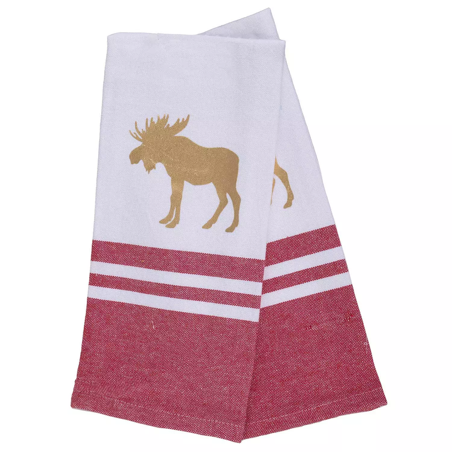 Kitchen towels with metallic print, 18"x28", pk. of 2, moose