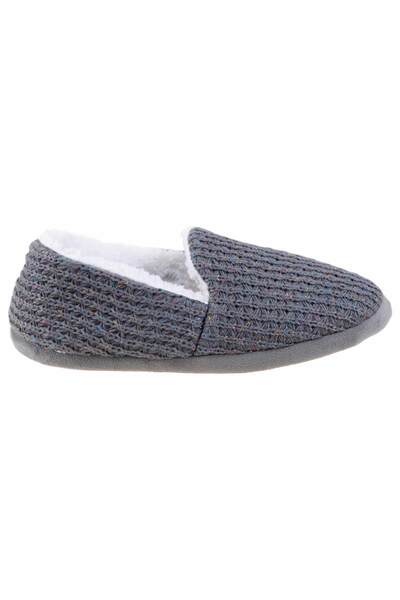Knit slippers with sherpa lining - Grey