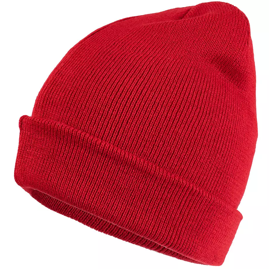 Knit slouch toque with cuff, red