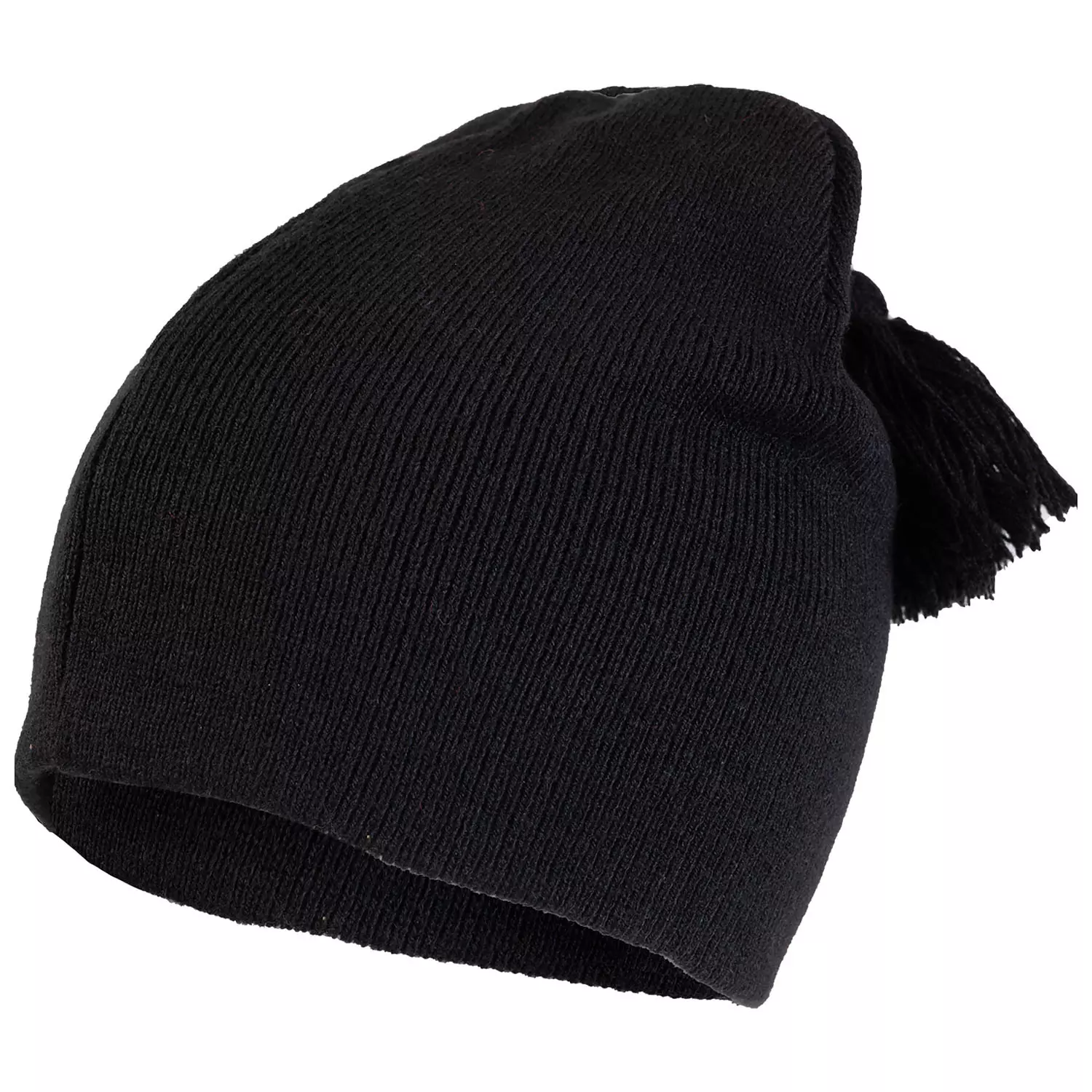 Knit toque with tassle on top, noir