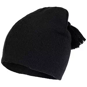 Knit toque with tassle on top