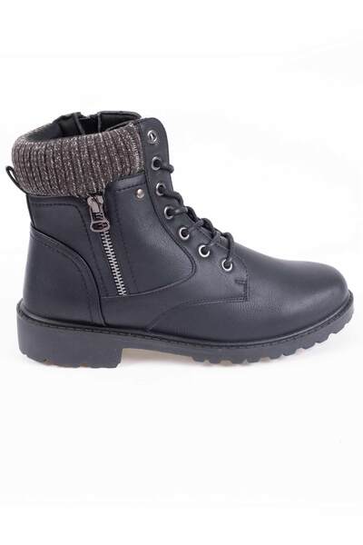 Knitted collar combat boots