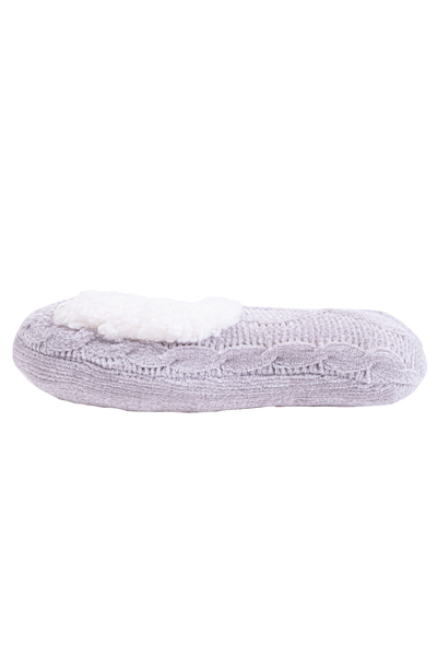 Knitted socks slippers with sherpa lining - Grey