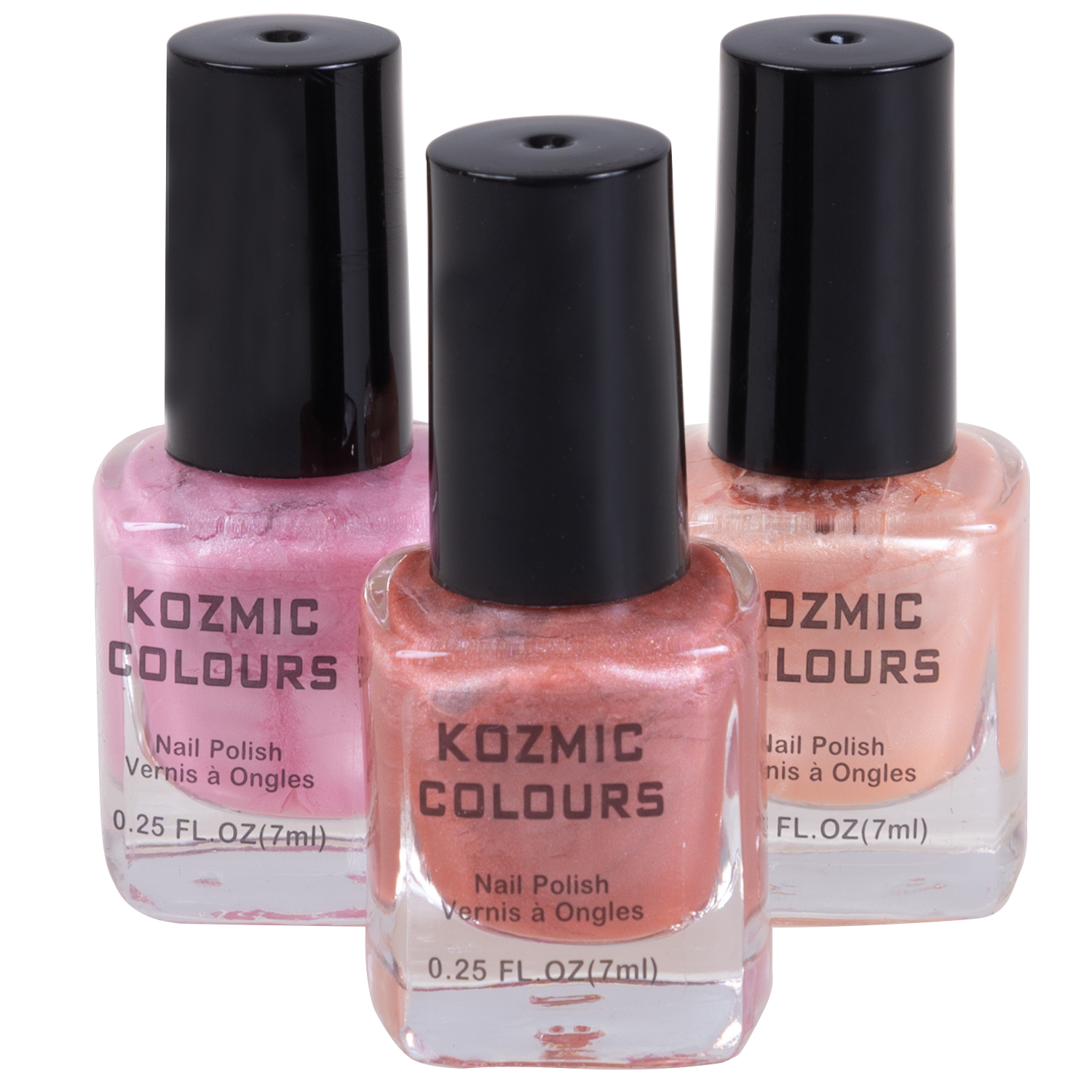 Kozmic Colours - Mini nail polish set, 3 pcs - Pretty in pink | Rossy