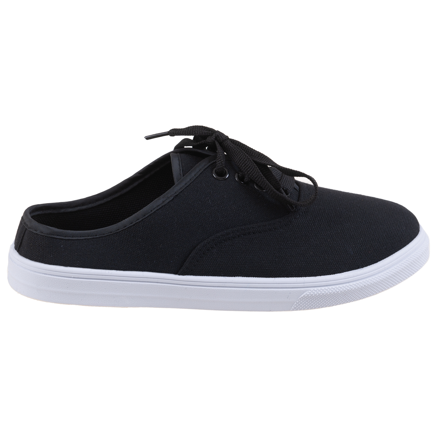 Lace-up canvas mule sneakers - Black, size 6