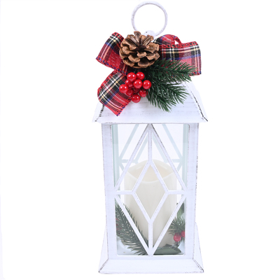 Lanterne de décoration de Noël LED, avec fausse bougie, blanche