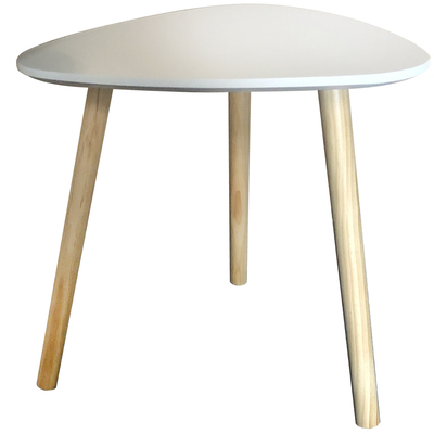 Large side table with wood legs, white