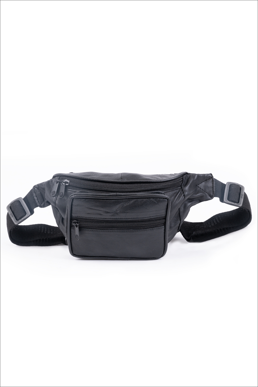 Leather belt bag with 3 zippered compartments