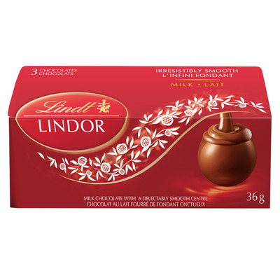 Lindt - Lindor - Truffes au chocolat au lait, paq. de 3