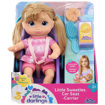 Little Darlings - Little Sweeties - Doll with car seat carrier and accessories, 5 pcs