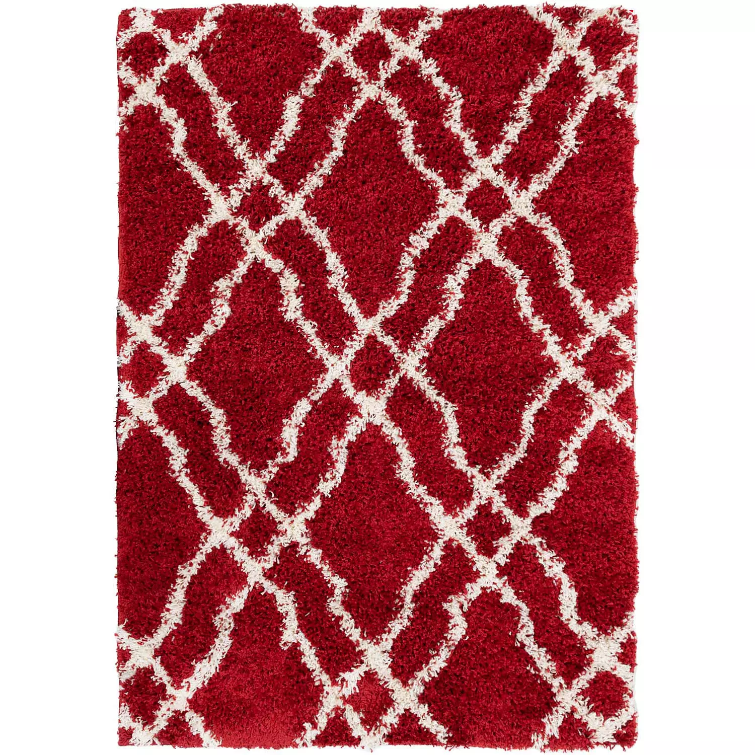 LOLA Collection, decorative area rug, red with squiggly lines, 4'x6'