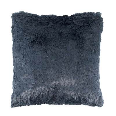 Long pile faux fur cushion, 18"x18" - Navy