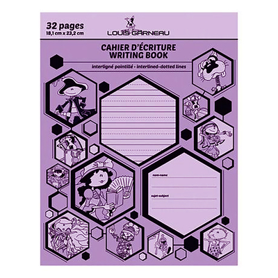 Louis Garneau - Cahier d'&eacute;criture interlign&eacute; pointill&eacute;, 32 pages