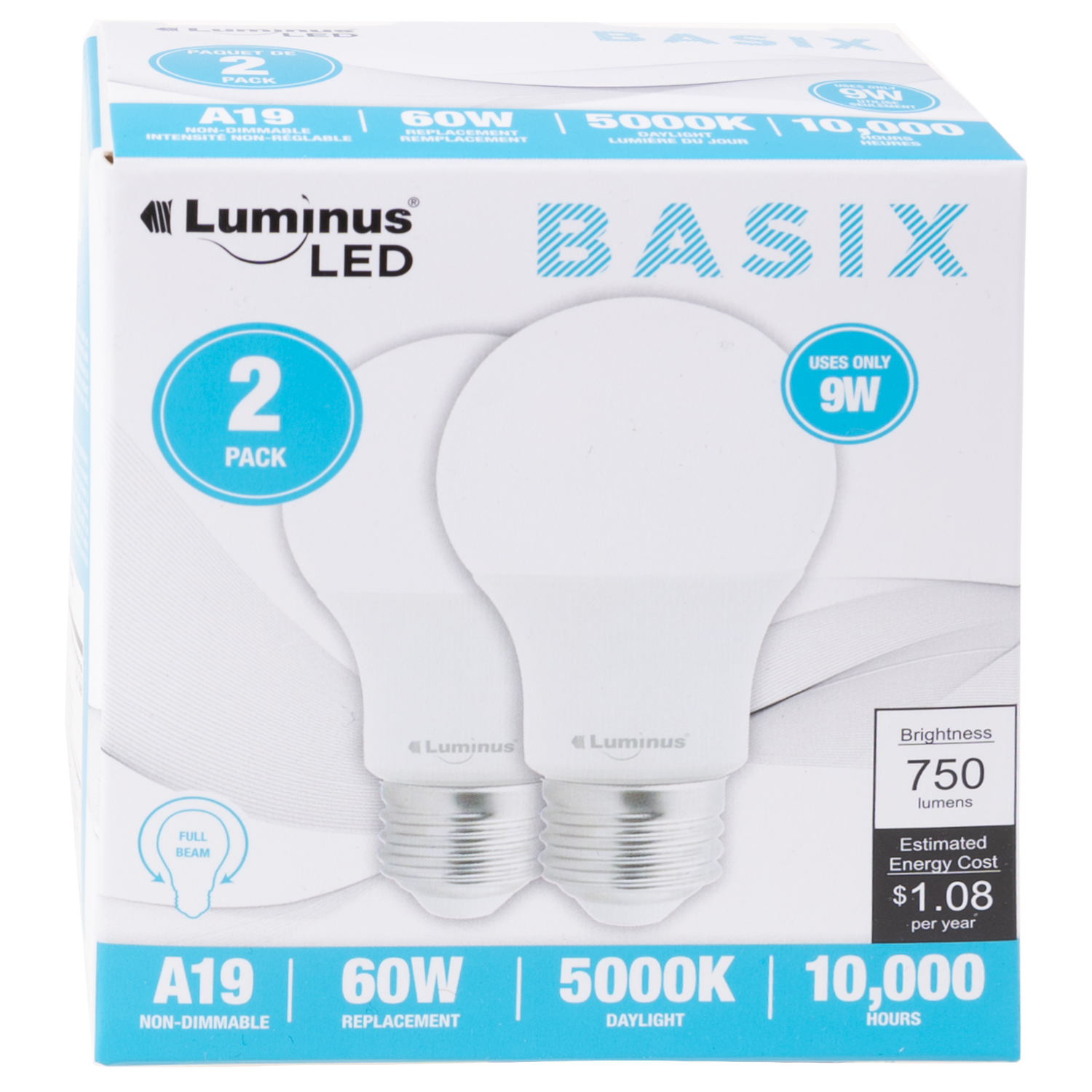 Luminus - Basix - LED light bulbs, 9W, pk. of 2