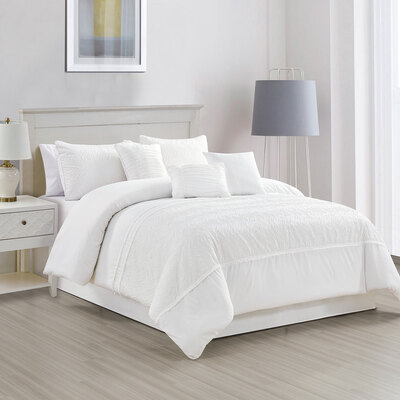 Luxurious jacquard comforter set, 7 pcs - Serenity white