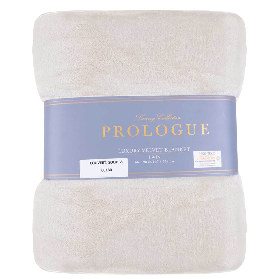 Luxury collection velvet blanket, 66"x90" - Cream