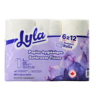 Lyla - Papier toilette 2 épaisseurs, paq. de 6 - Rouleaux doubles