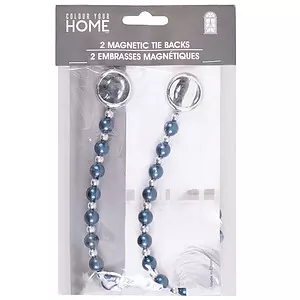 Magnetic curtain tie-backs, set of 2, blue pearls