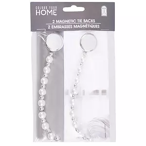 Magnetic curtain tie-backs, set of 2, white pearls