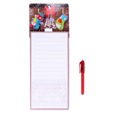 Magnetic notepad with pen, 60 sheets - Skates & stockings