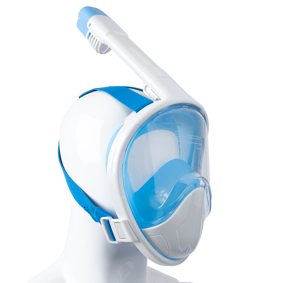 Masque de plongée intégral - Blanc avec accents bleus