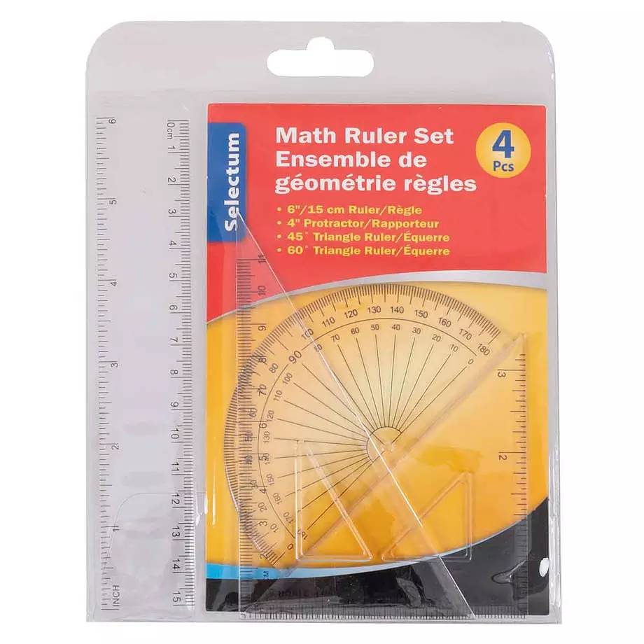 Math ruler set, 4 pcs