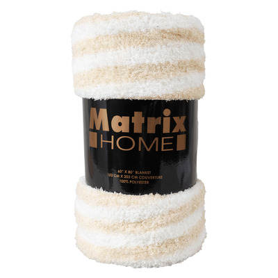 Matrix Home - Thin striped sherpa throw blanket, 60"x80"