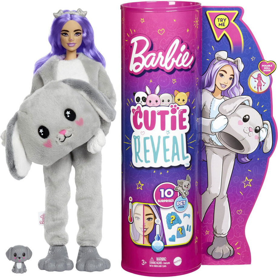 Mattel - Barbie - Cutie Reveal doll in puppy plush costume & mini pet