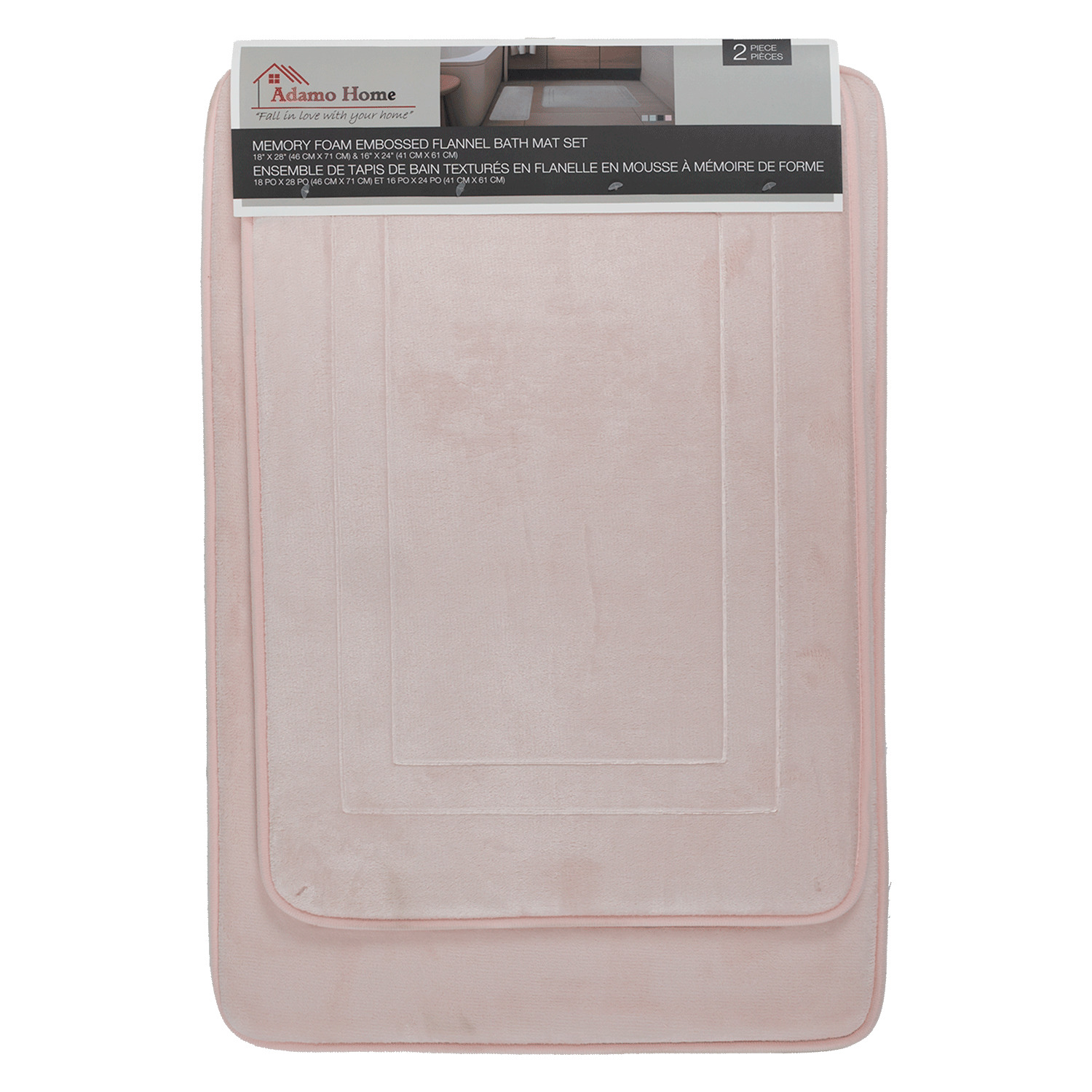 Memory foam embossed bath mat set, 2 pcs