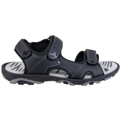 Men's faux-leather sandals with adjustable straps - Black