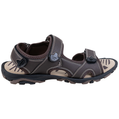 Men's faux-leather sandals with adjustable straps - Brown