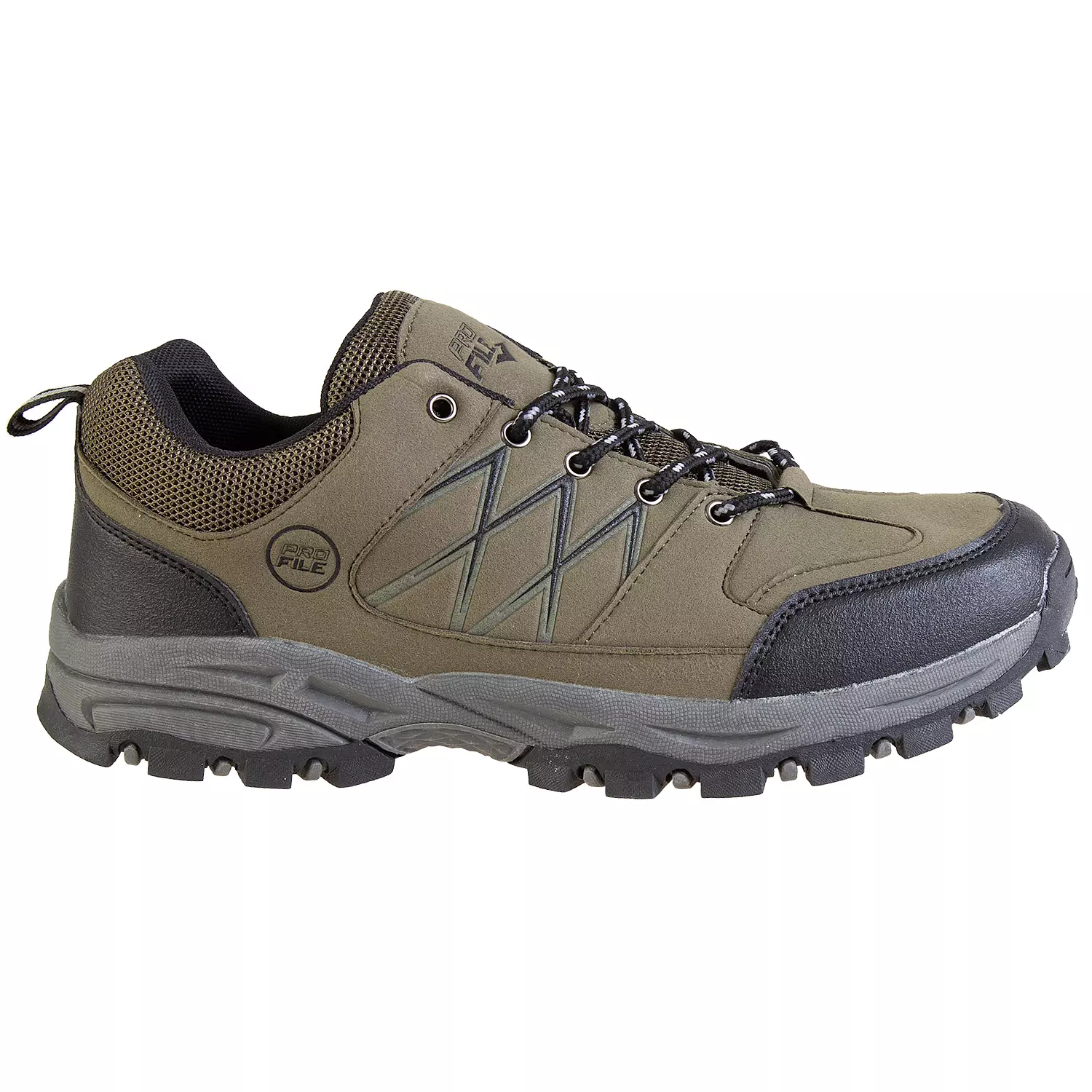 Men's low top hiking shoes with reflective strips, khaki, size 12