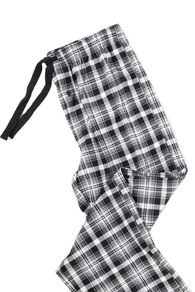 Men's pressed polar pyjama bottoms - Black tartan
