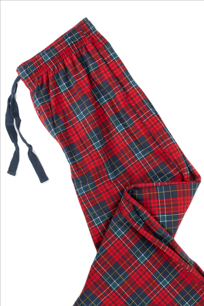 Men's pressed polar pyjama bottoms - Red tartan