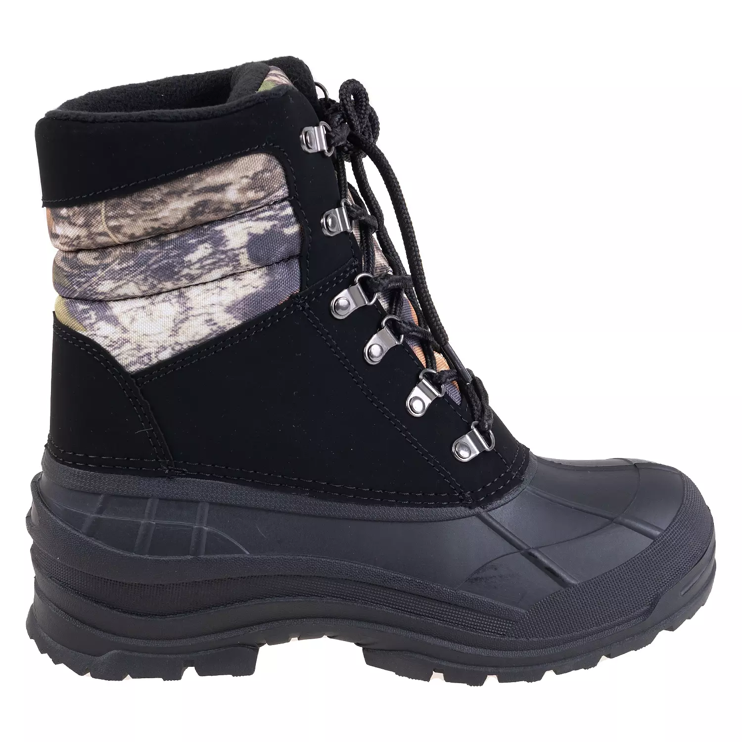 Men's waterproof winter boots with camouflage details, size 10