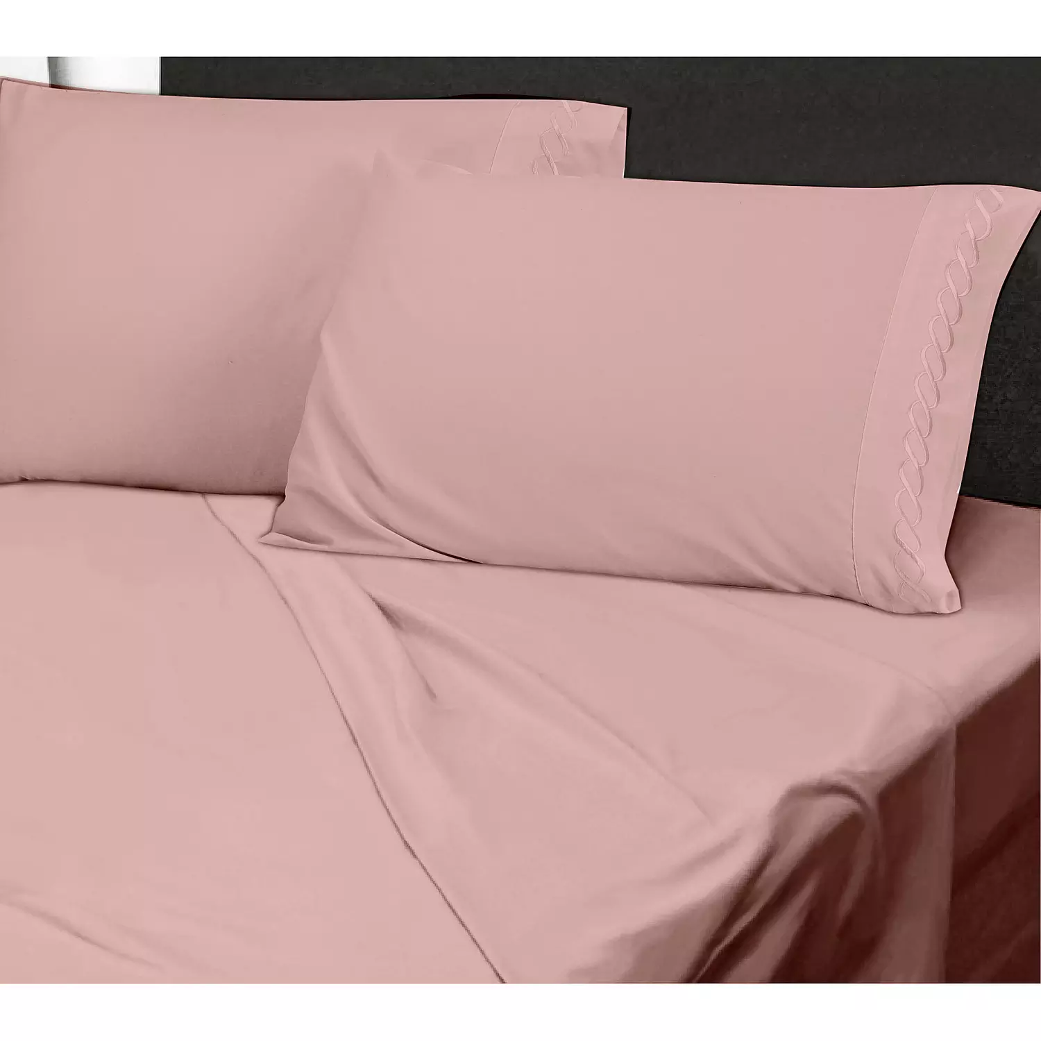 Mercure, sheet set with embroided helix detail, king, pink