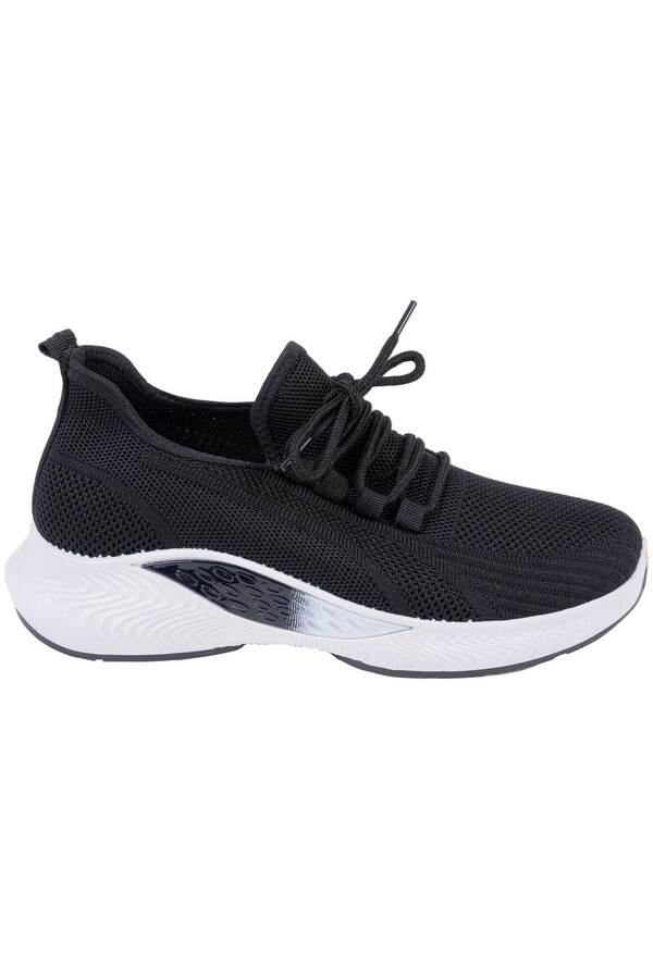 Mesh knit slip-in sneaker with laces - Black