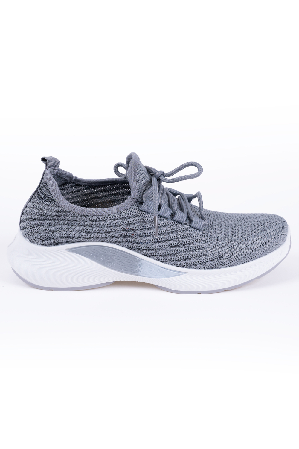 Mesh knit slip-in sneaker with laces - Grey