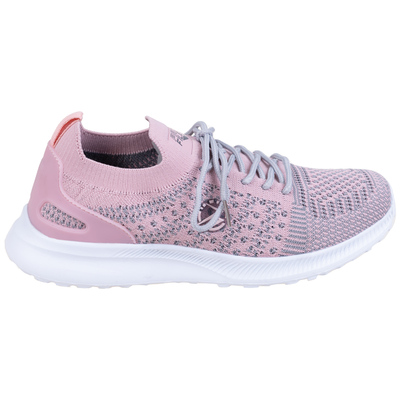 Mesh knit slip-on sneaker with laces - Pink