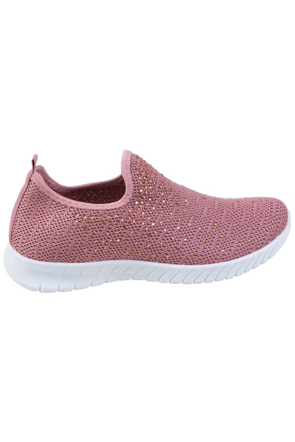 Mesh knit slip-on sneakers with rhinestones - Pink