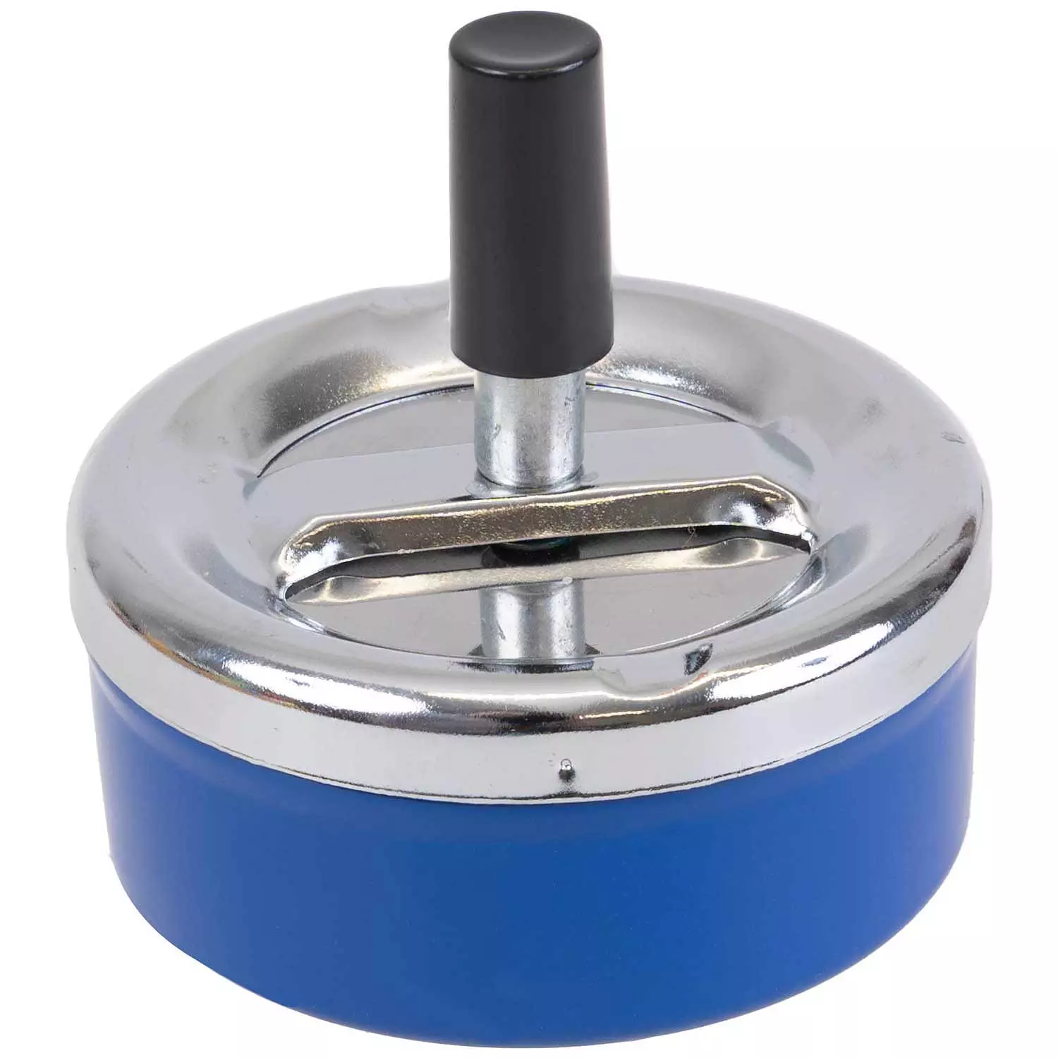 Metal pushrod ashtray, blue
