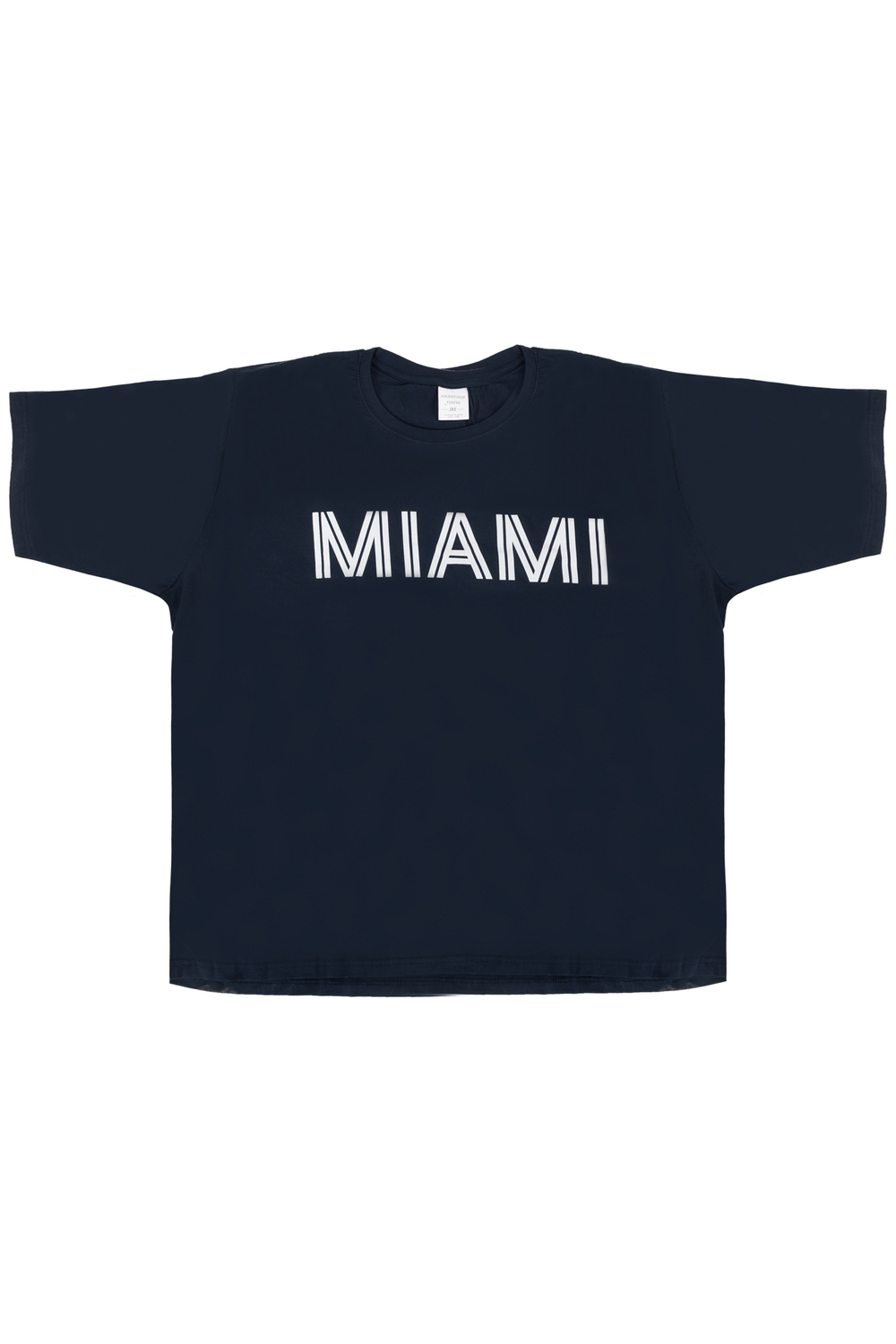 Miami, t-shirt col rond en coton - Marine - Taille plus